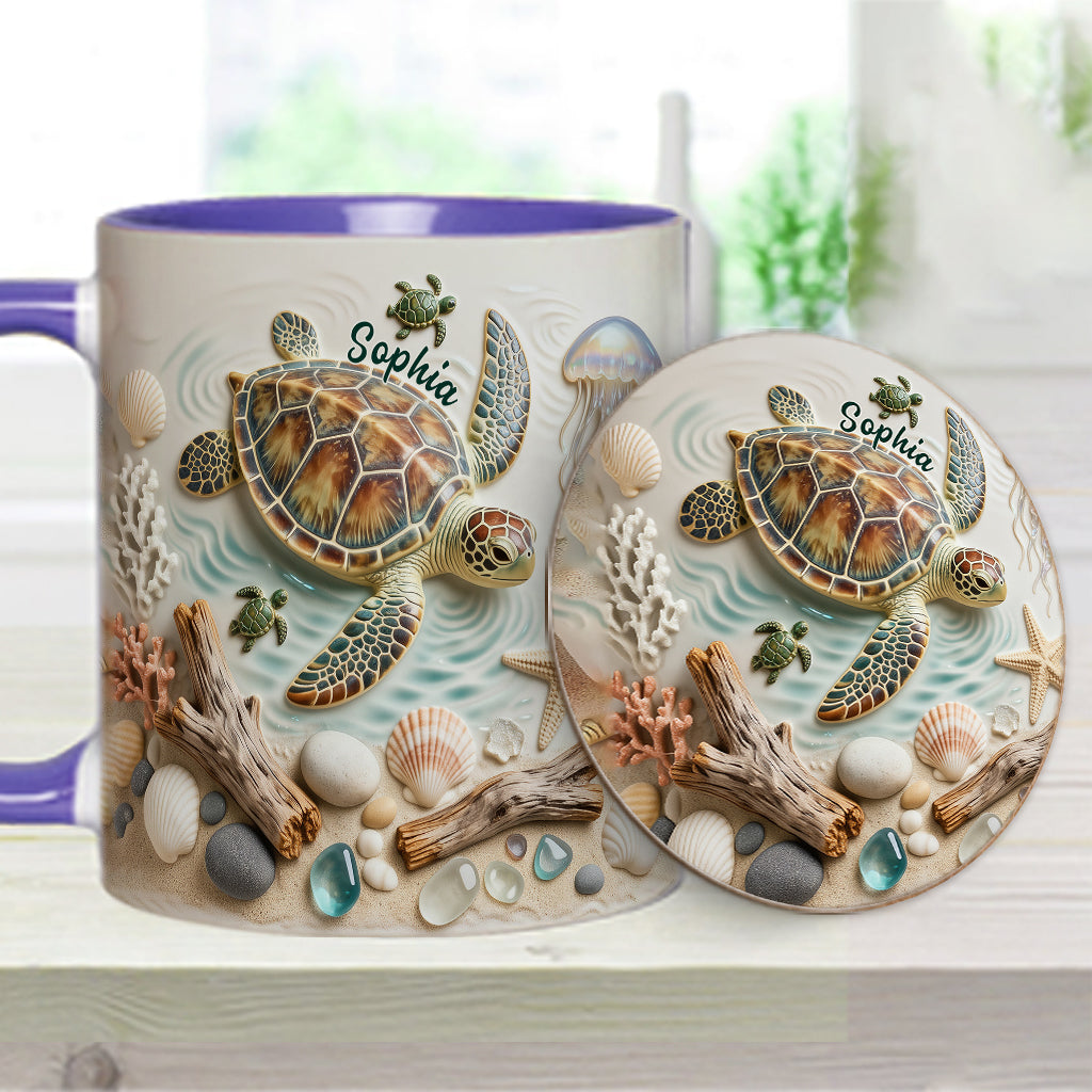 Love Turtles - Personalized Turtle Accent Mug & Coaster