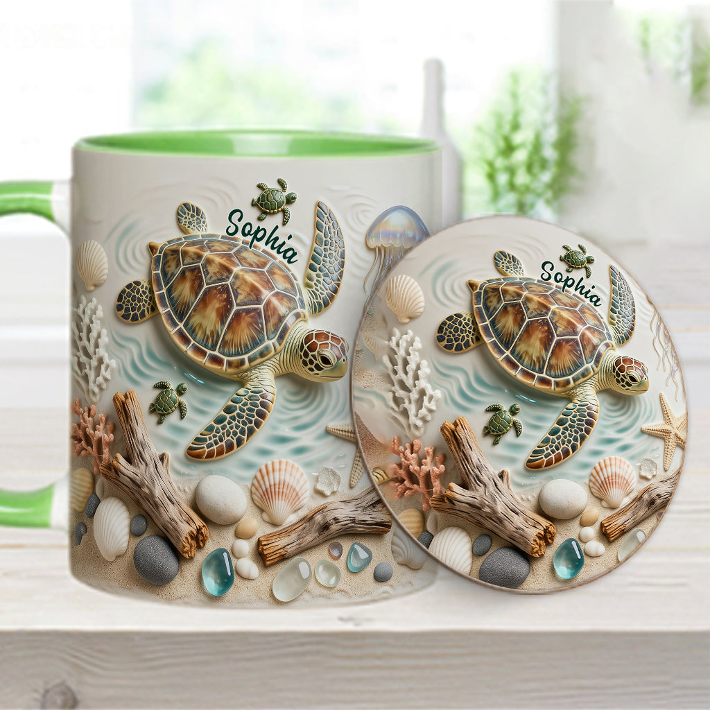Love Turtles - Personalized Turtle Accent Mug & Coaster