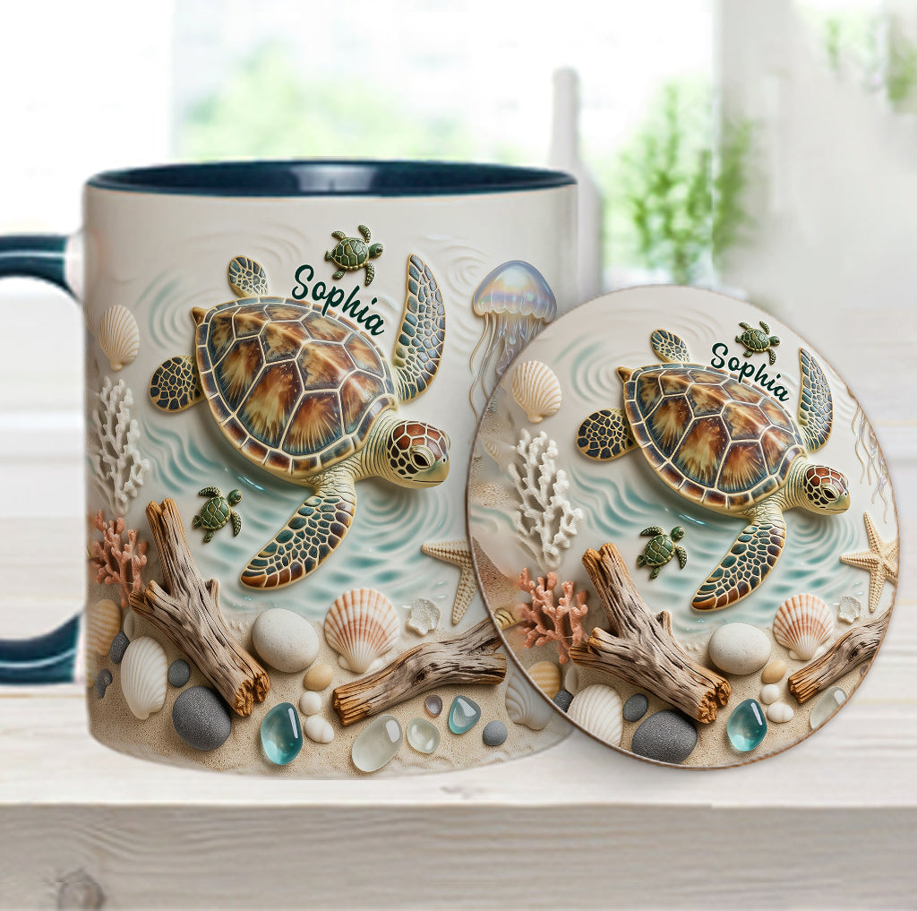 Love Turtles - Personalized Turtle Accent Mug & Coaster