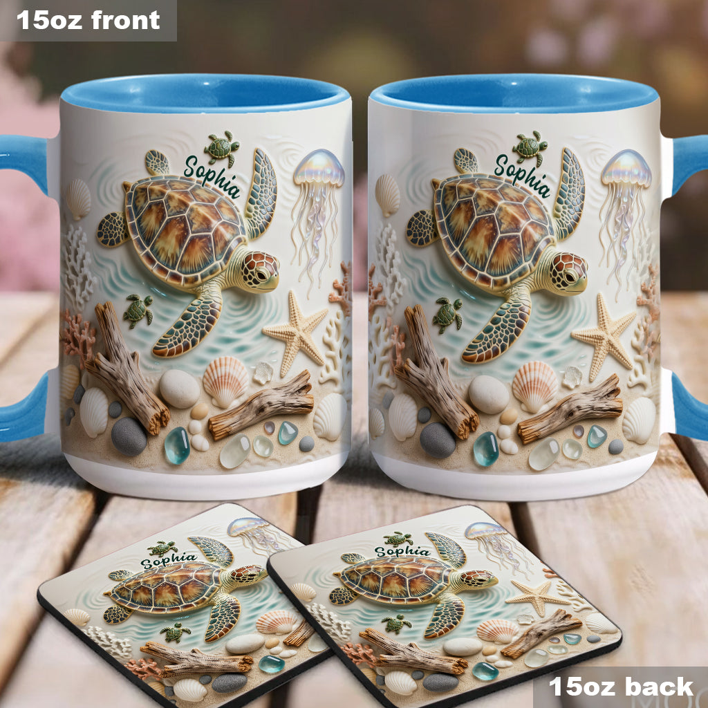 Love Turtles - Personalized Turtle Accent Mug & Coaster
