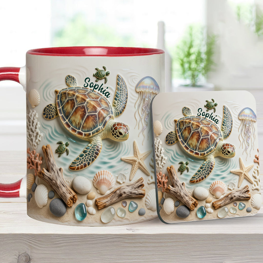 Love Turtles - Personalized Turtle Accent Mug & Coaster