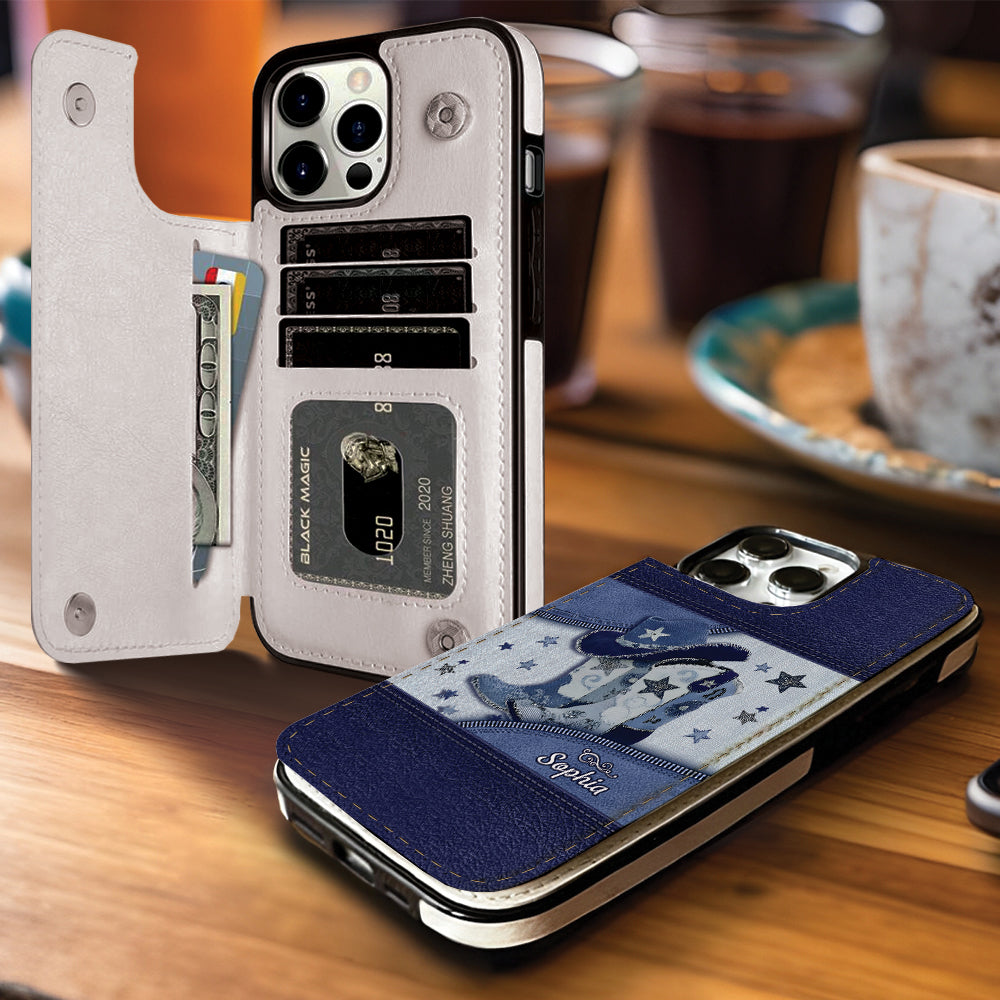 Cowgirl Boots - Personalized Cowgirl Foldable Wallet Phone Case