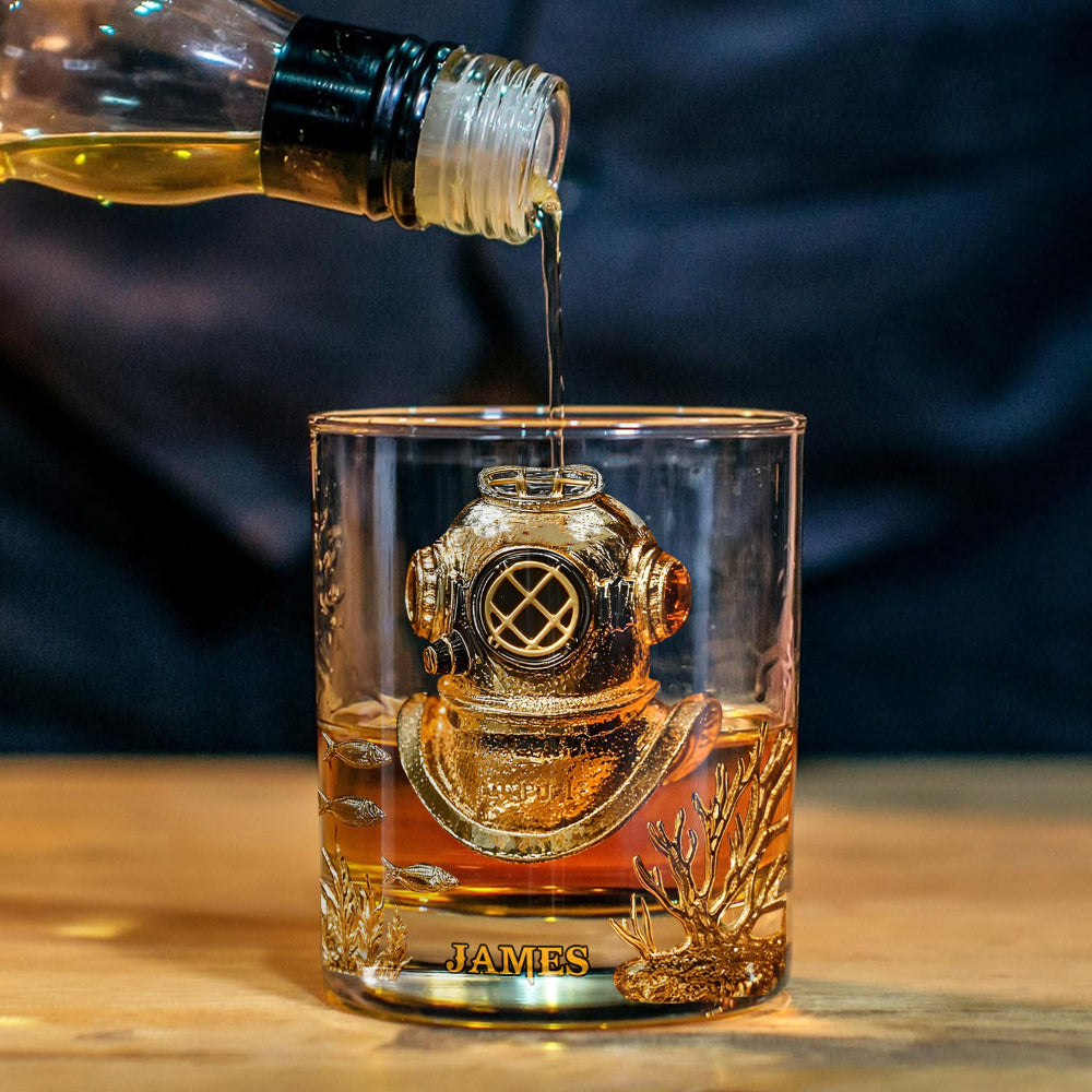Geschenkidee für Tauchbegeisterte – Personalisiertes Whisky-Dekanter-Set zum Thema Tauchen