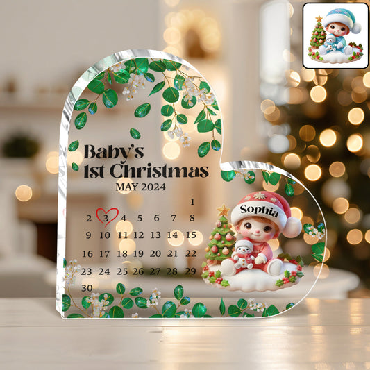 Erstes Weihnachtsfest für Babys – Personalisierte Acrylplakette in individueller Familienform