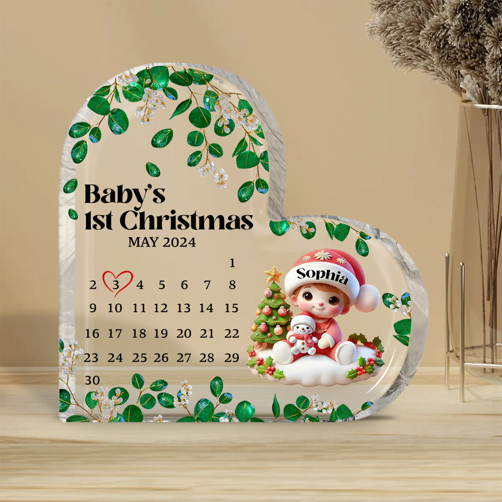 Erstes Weihnachtsfest für Babys – Personalisierte Acrylplakette in individueller Familienform