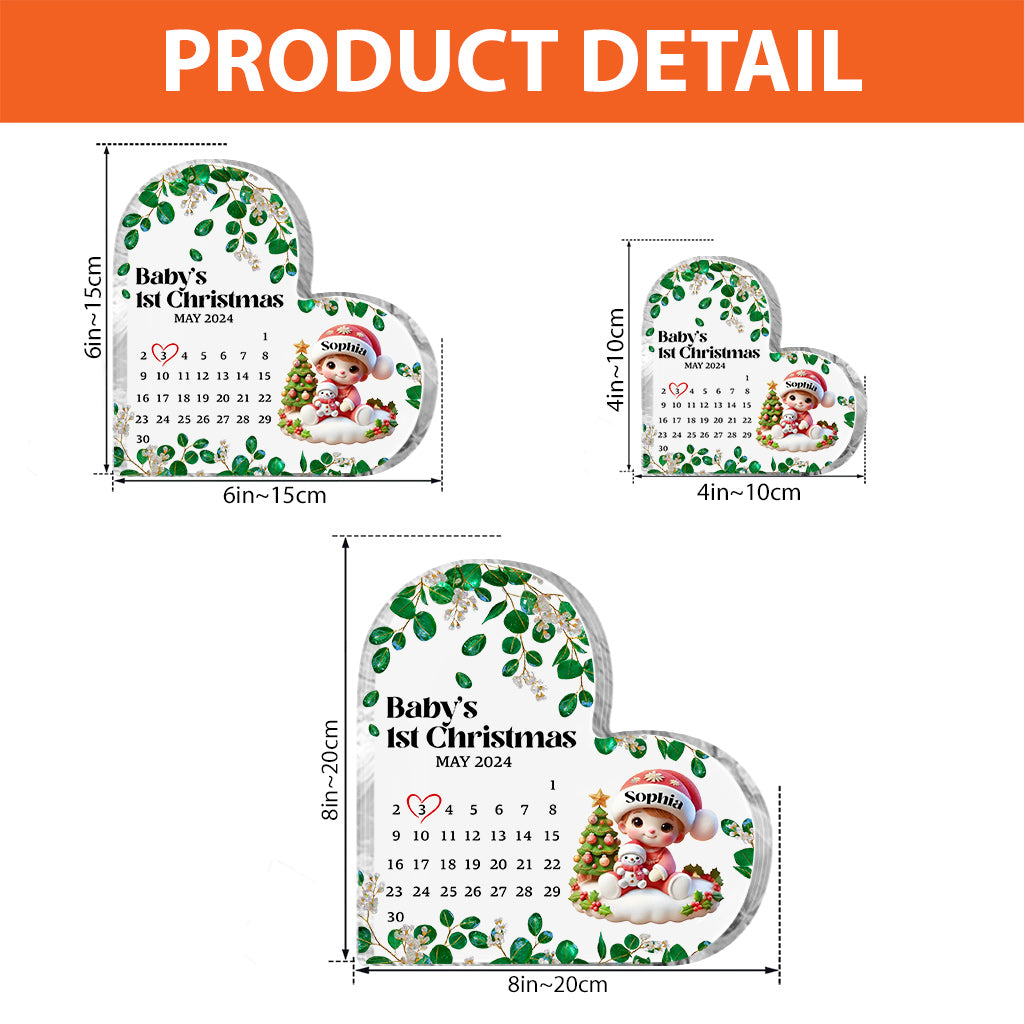 Erstes Weihnachtsfest für Babys – Personalisierte Acrylplakette in individueller Familienform