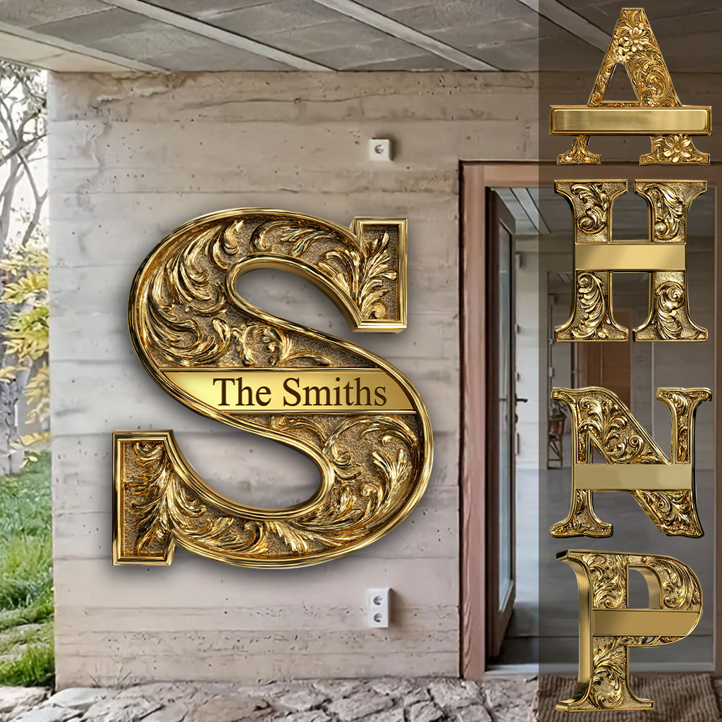 Glückliche Familie – personalisiertes Metallschild mit Familienmotiv