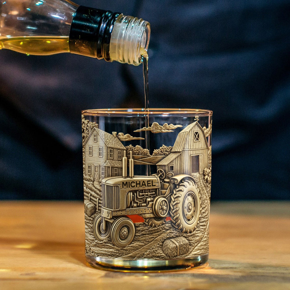 Countryside Life - Personalized Tractor Whiskey Glass