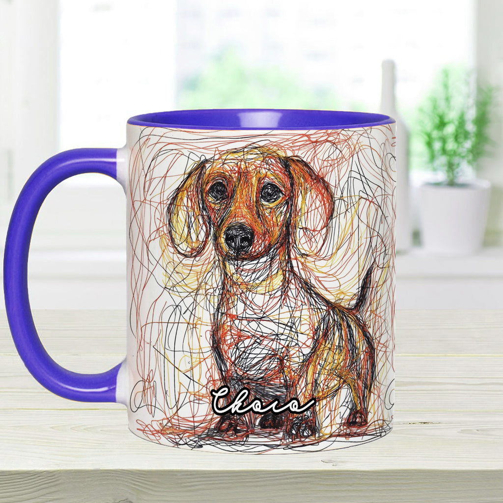 Beautiful Scribbled Dog - Personalized Dog Accent Mug