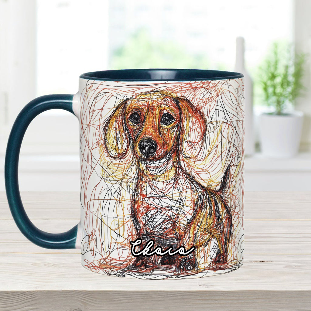 Beautiful Scribbled Dog - Personalized Dog Accent Mug