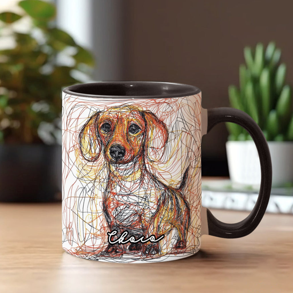 Beautiful Scribbled Dog - Personalized Dog Accent Mug