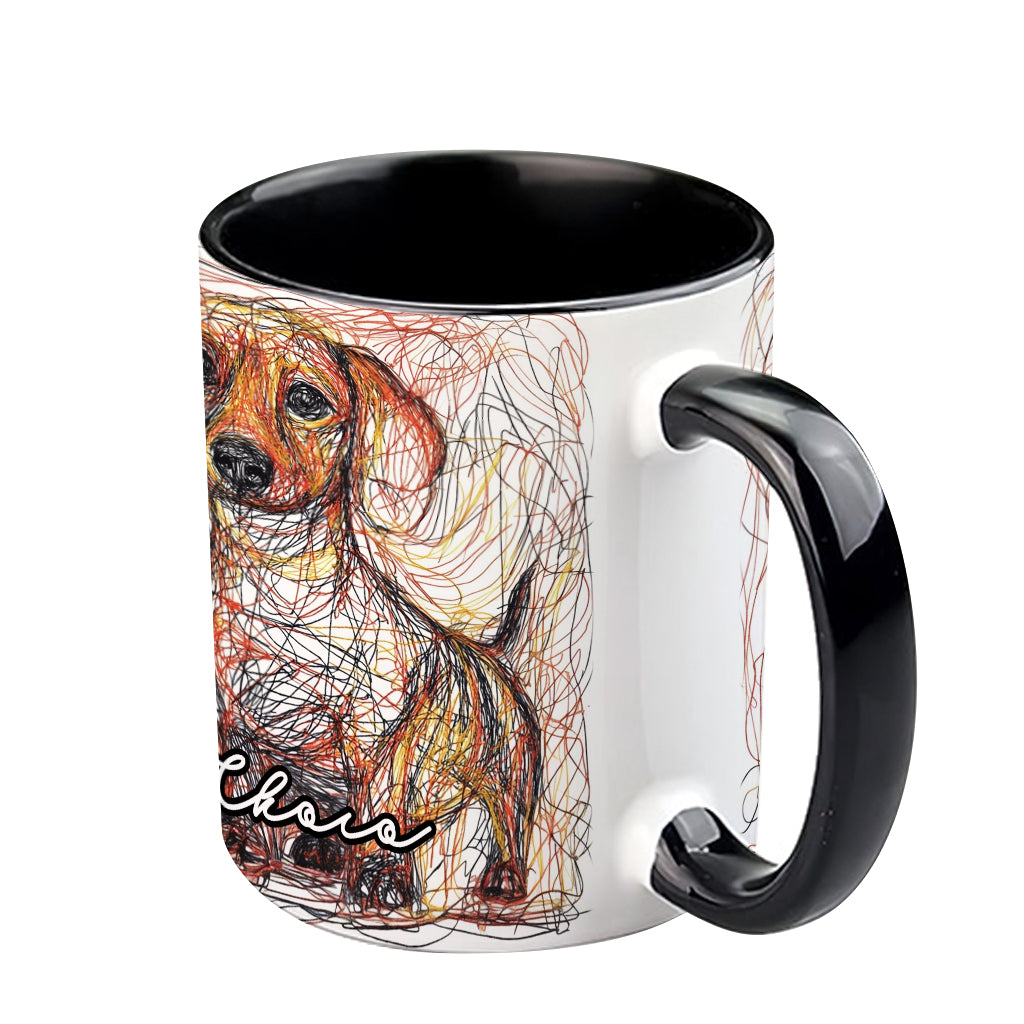 Beautiful Scribbled Dog - Personalized Dog Accent Mug