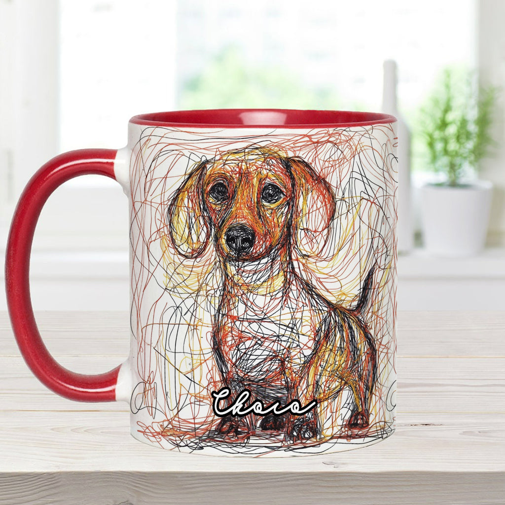 Beautiful Scribbled Dog - Personalized Dog Accent Mug