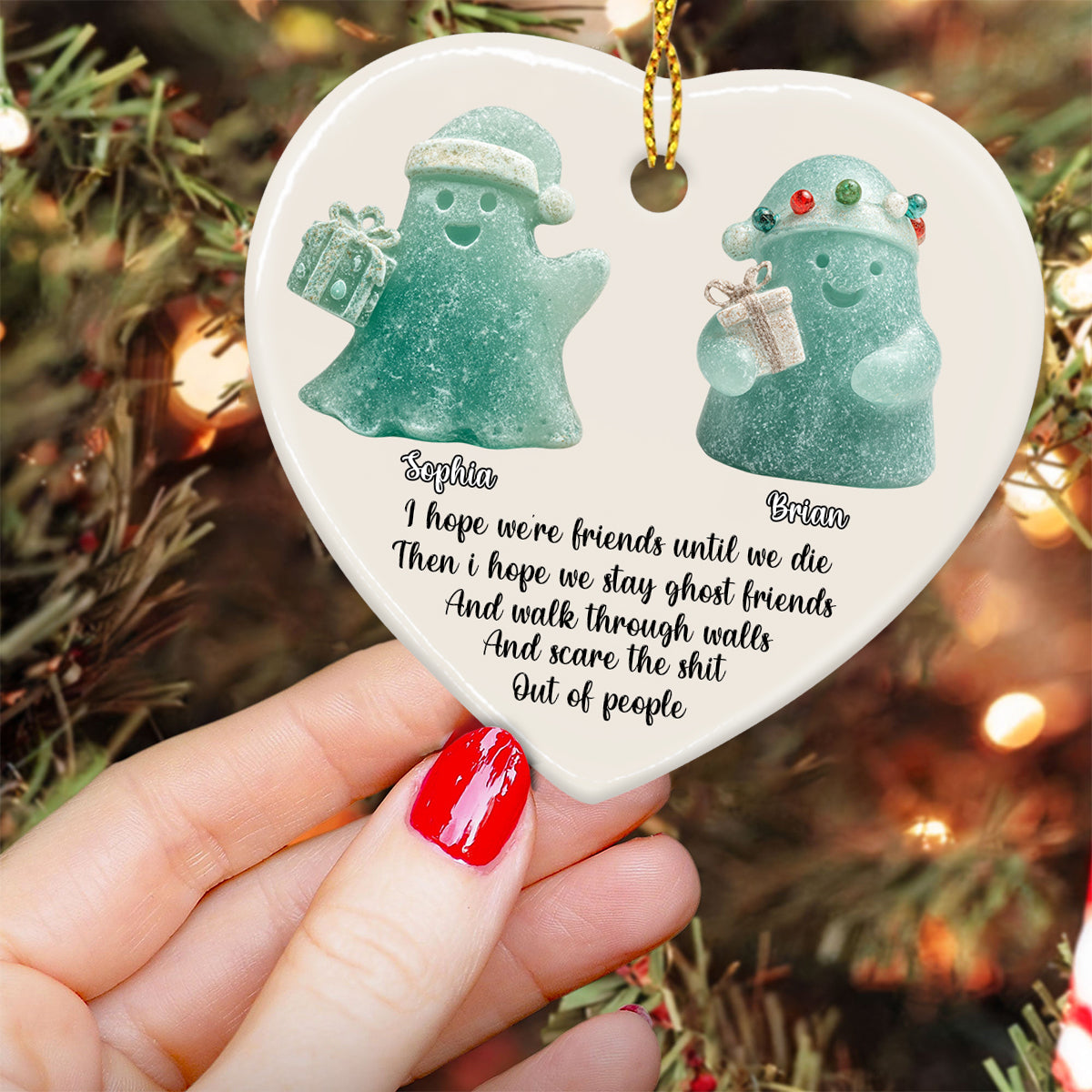 Wir sind Freunde bis zum Tod – Personalisierter Keramikherz-Anhänger für beste Freundinnen