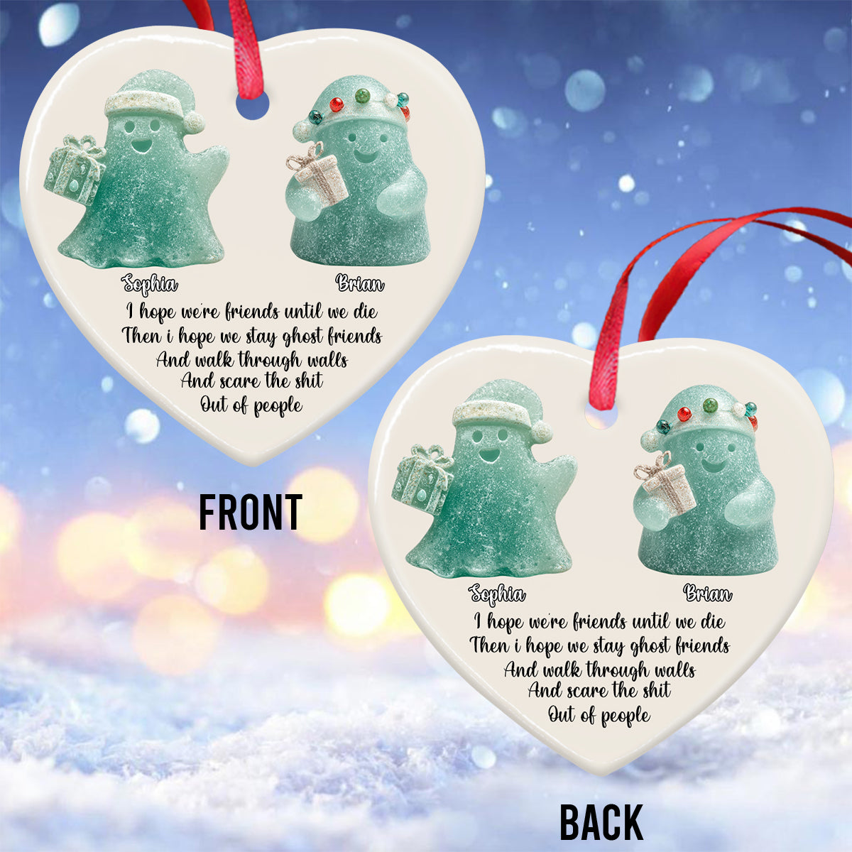 Wir sind Freunde bis zum Tod – Personalisierter Keramikherz-Anhänger für beste Freundinnen