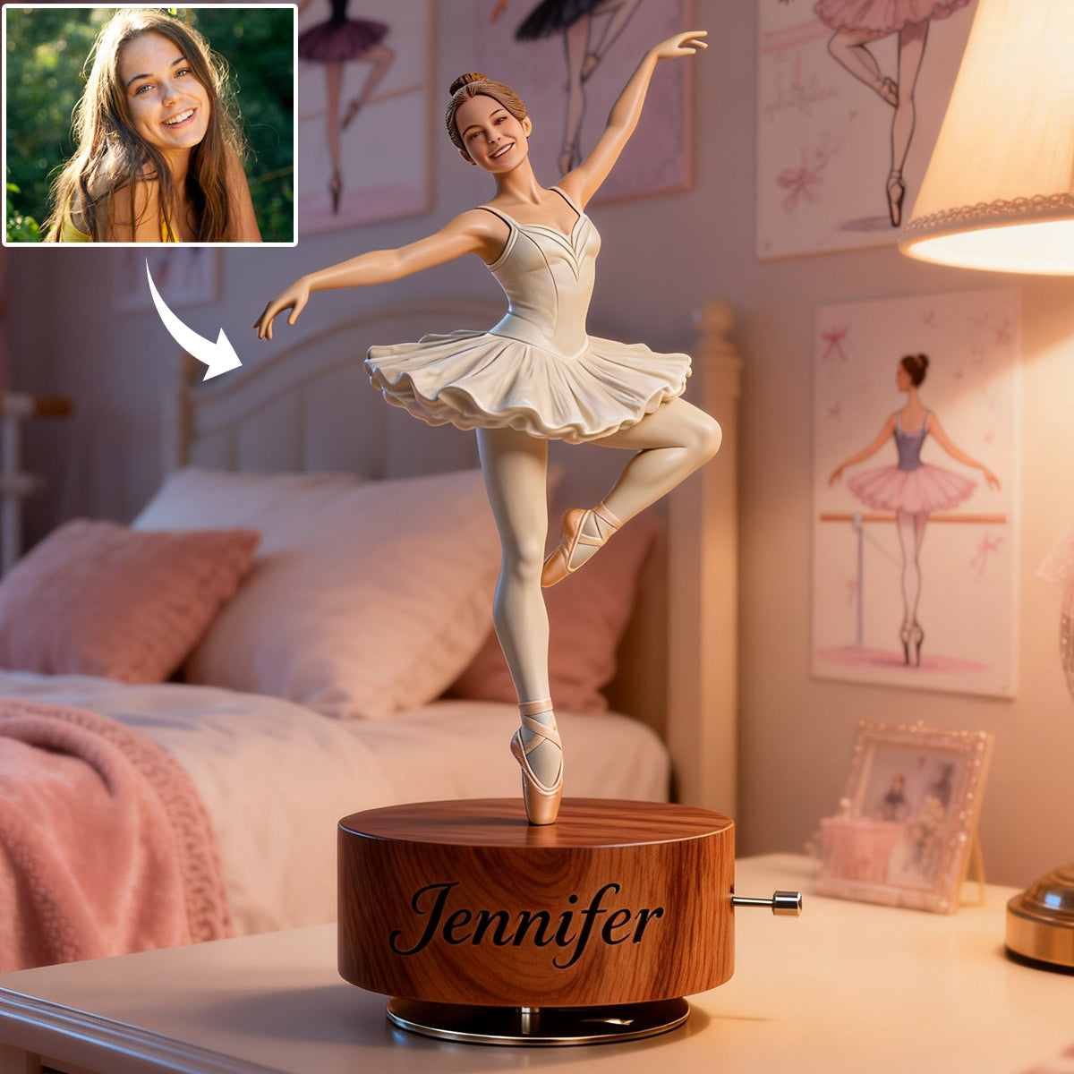 Individuell gestaltbar nach Foto – Personalisierte drehbare Notentafel für Ballett