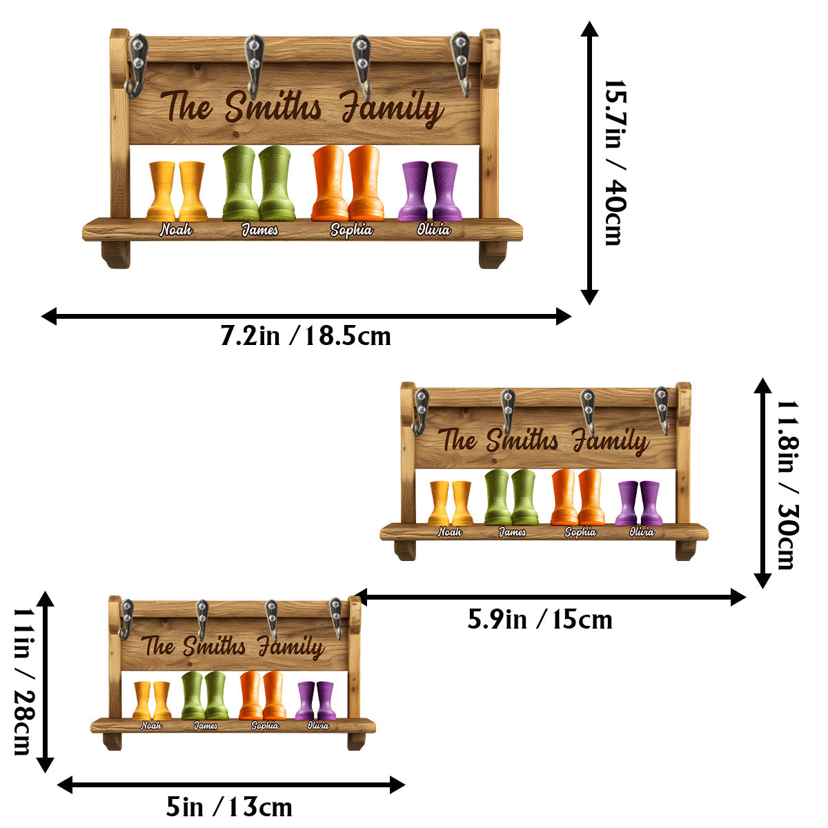 Lustiger Schlüsselanhänger für die Familie, personalisierter Schlüsselanhänger in individueller Familienform mit Gummistiefelmotiv
