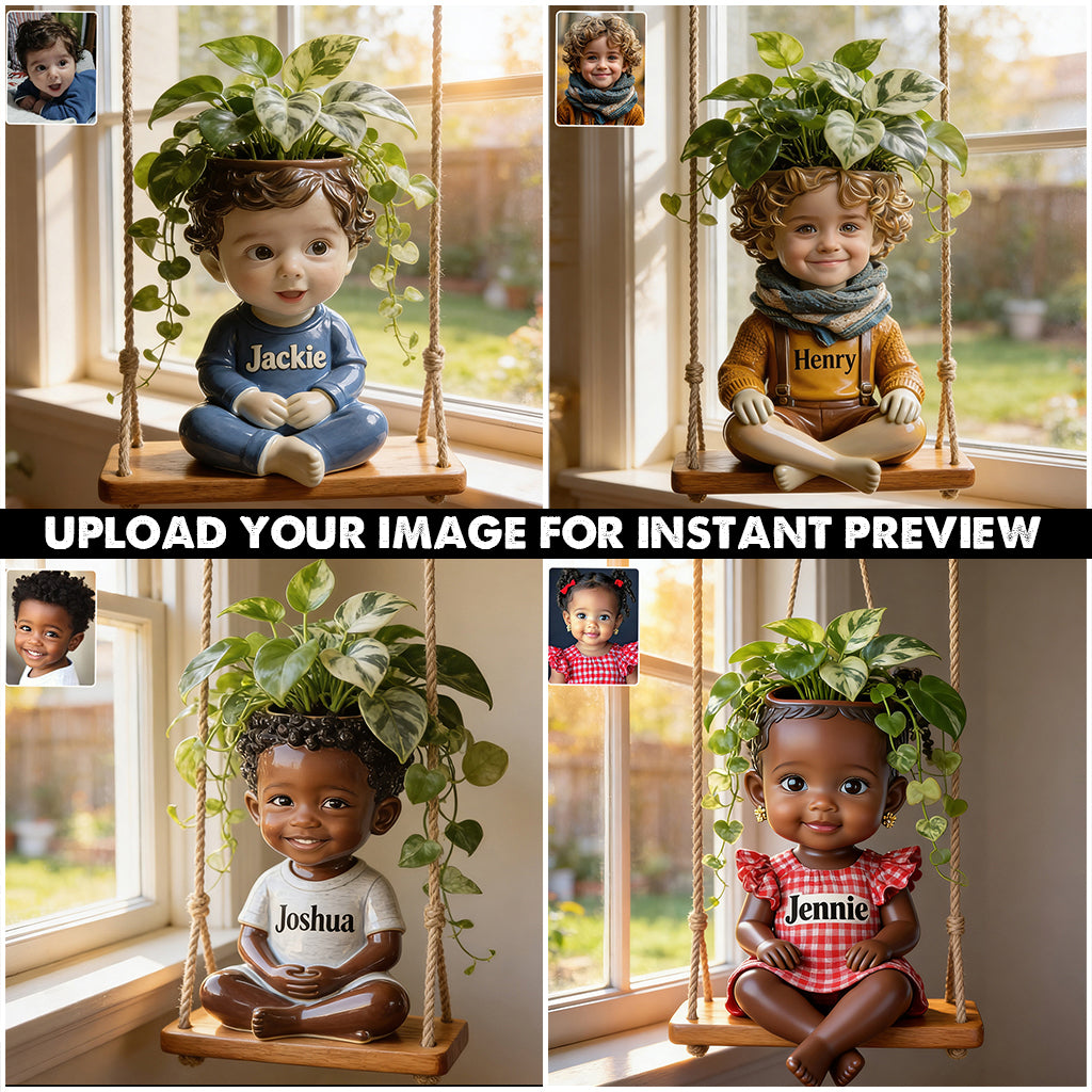 Little Bloom Swing - Personalisierter hängender Blumentopf für Kinder