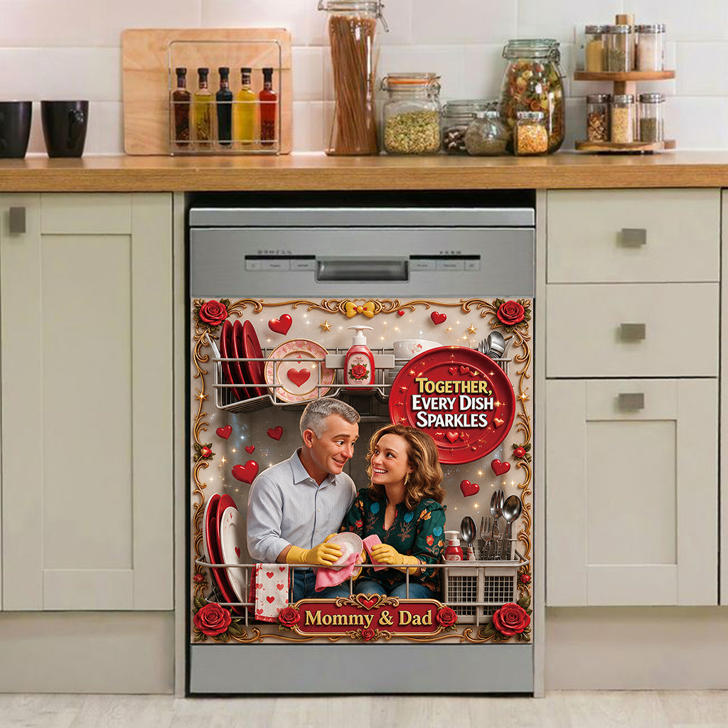 Together, Every Dish Sparkles - Personalized Couple Dishwasher Cover