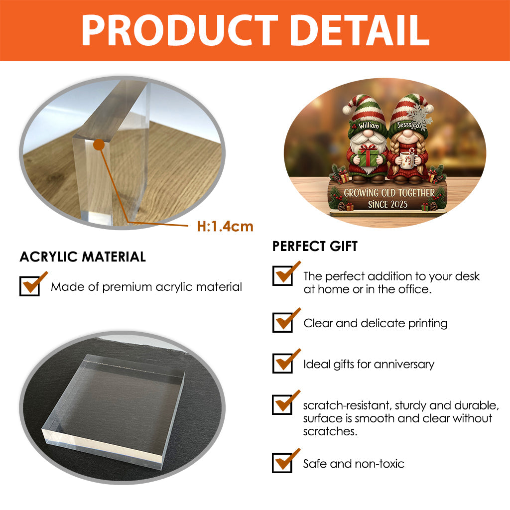 Personalisierte Gedenktafel „Gemeinsam alt werden“ für ein Paar, Weihnachtsdekoration – Individuell gestaltete Acryl-Gedenktafel für Paare