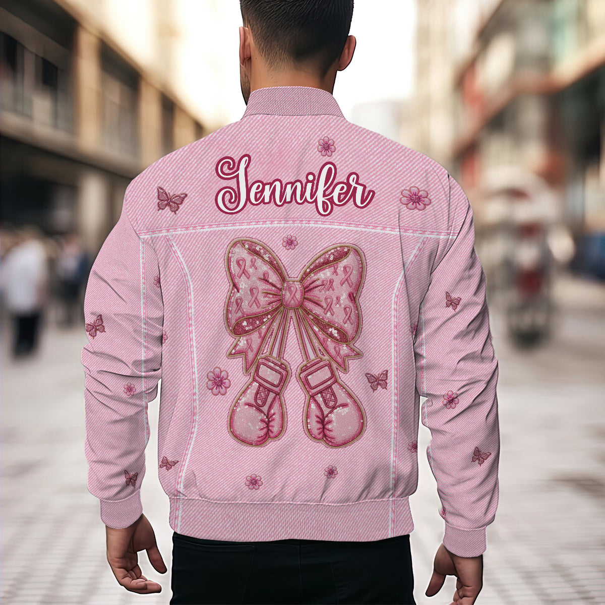 Wir tragen Pink – Personalisierte Bomberjacke zur Sensibilisierung für Brustkrebs
