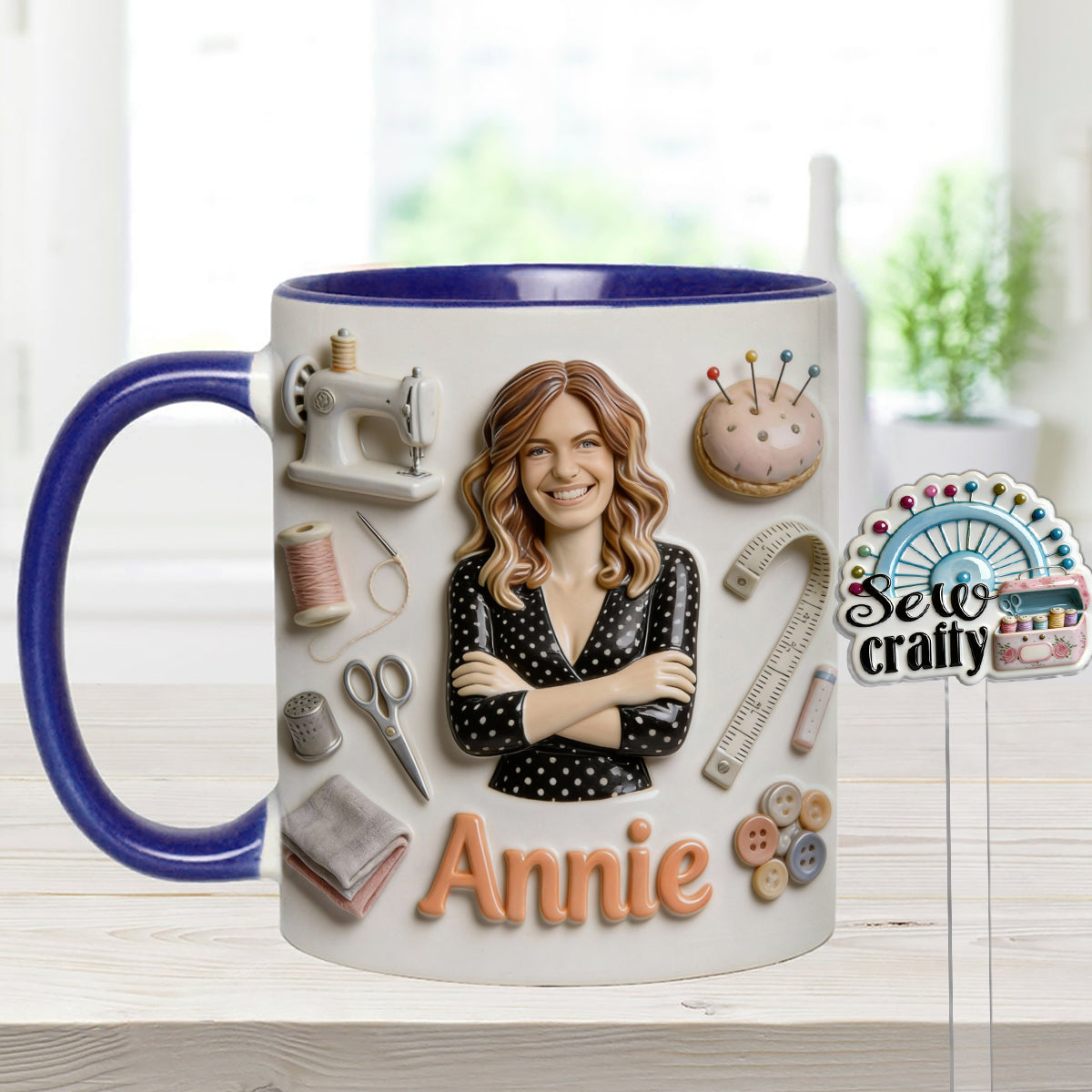 Love Sewing - Personalized Sewing Set Accent Mug with Acrylic Stirrers