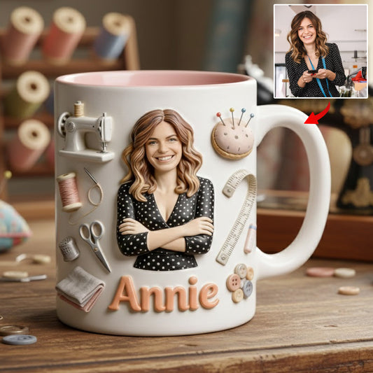 Love Sewing - Personalized Sewing Set Accent Mug with Acrylic Stirrers