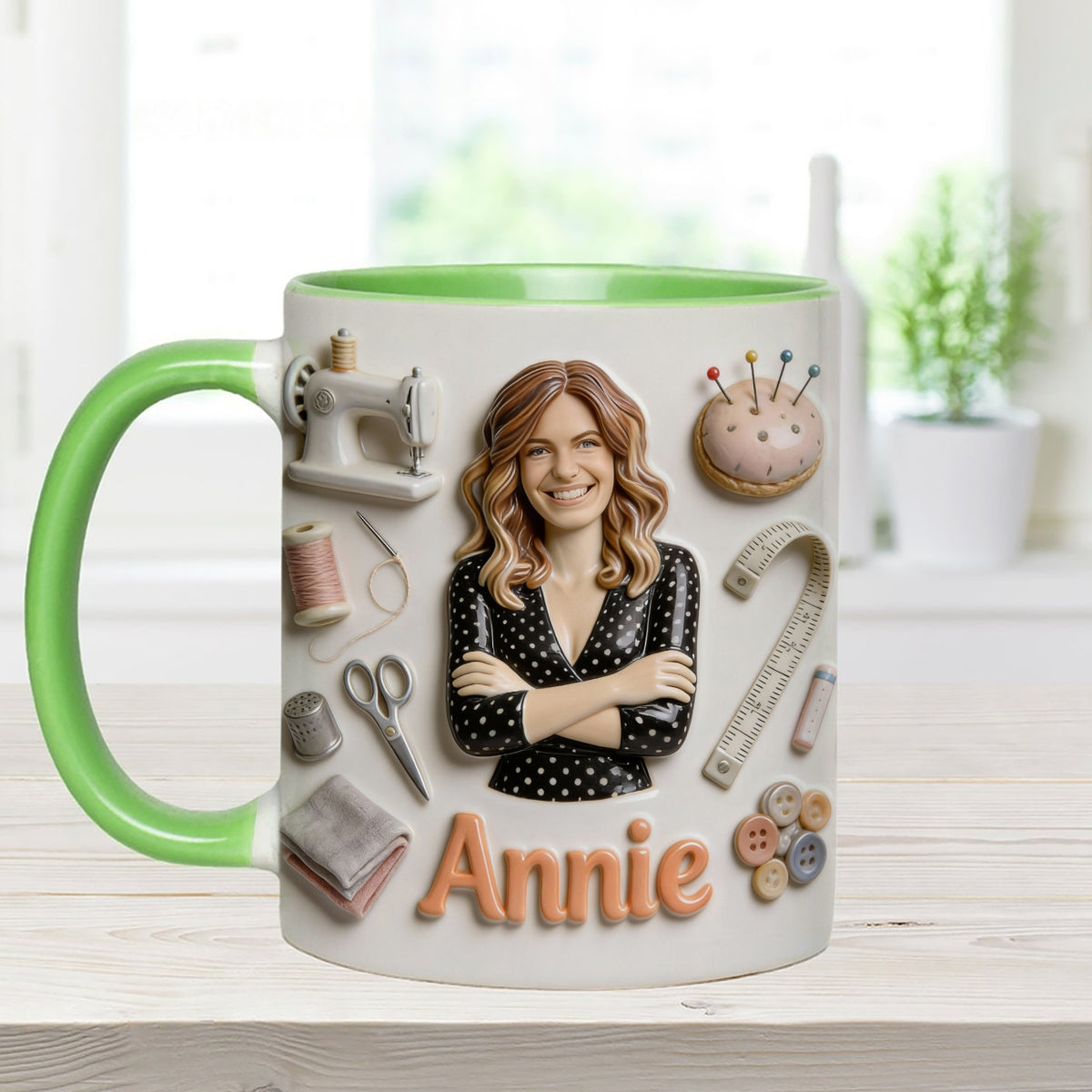 Love Sewing - Personalized Sewing Set Accent Mug with Acrylic Stirrers