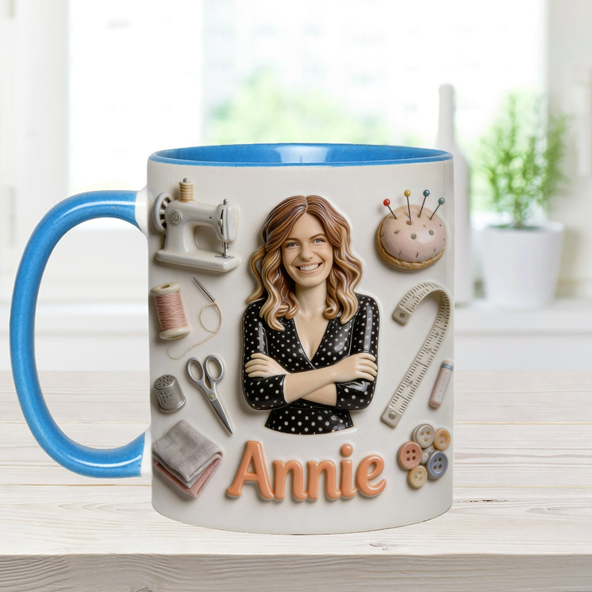 Love Sewing - Personalized Sewing Set Accent Mug with Acrylic Stirrers