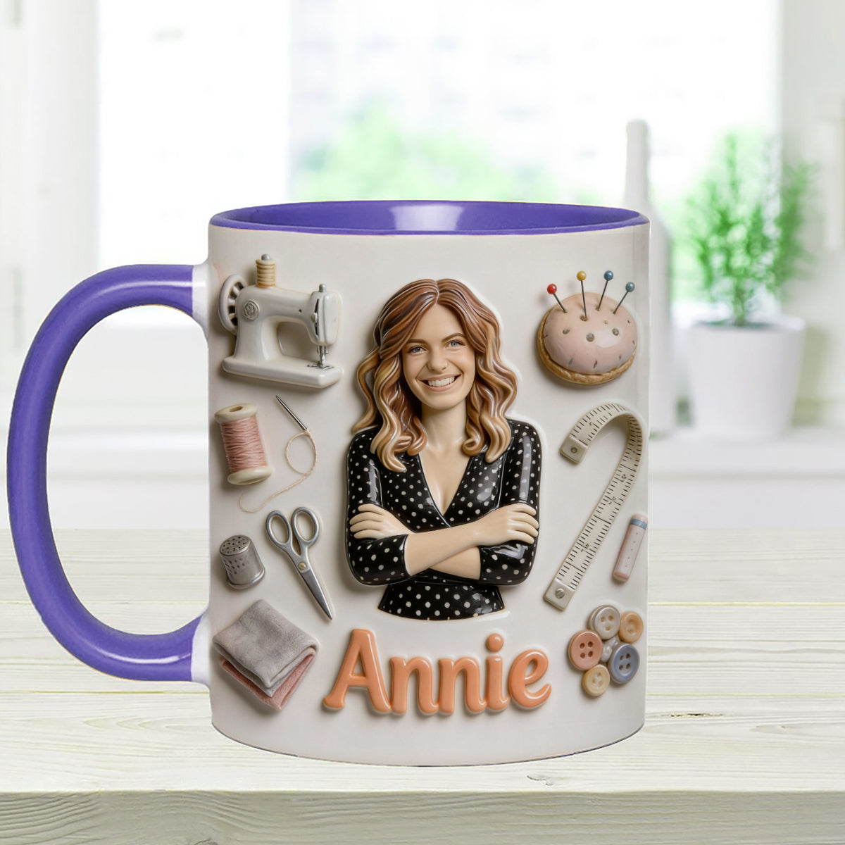 Love Sewing - Personalized Sewing Set Accent Mug with Acrylic Stirrers