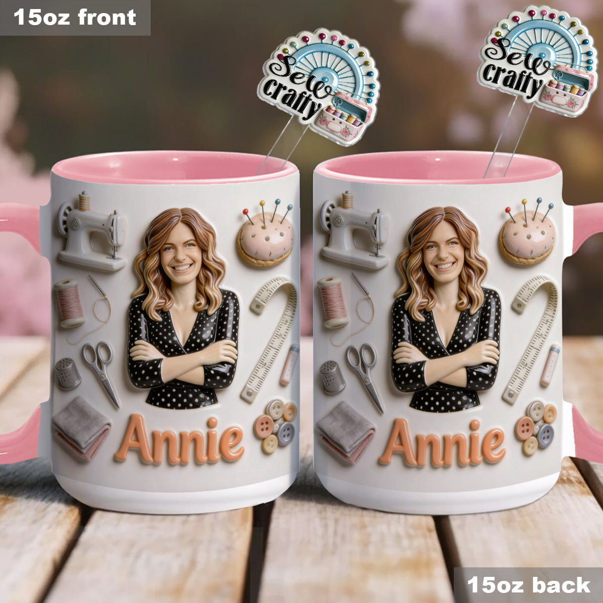 Love Sewing - Personalized Sewing Set Accent Mug with Acrylic Stirrers
