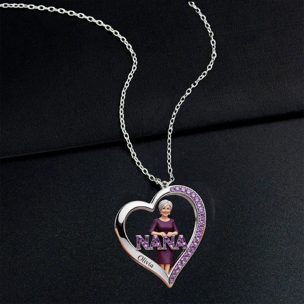 Custom Any Photo Gift For Grandma/Mom - Personalized Grandma Shaped Metal Pendant Necklace