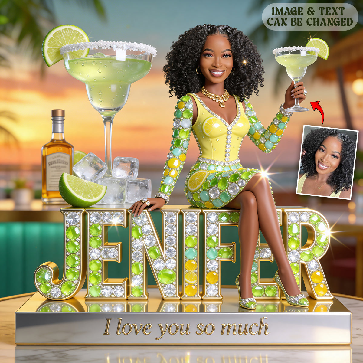 Geschenk für Cocktail- und Margarita-Liebhaber - Personalisierte Cocktail-Acrylplakette