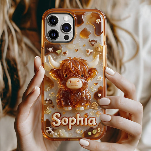 Highland Cow 3D Jelly Effekt - Personalisierte Highland Cow Vollfarb Handyhülle