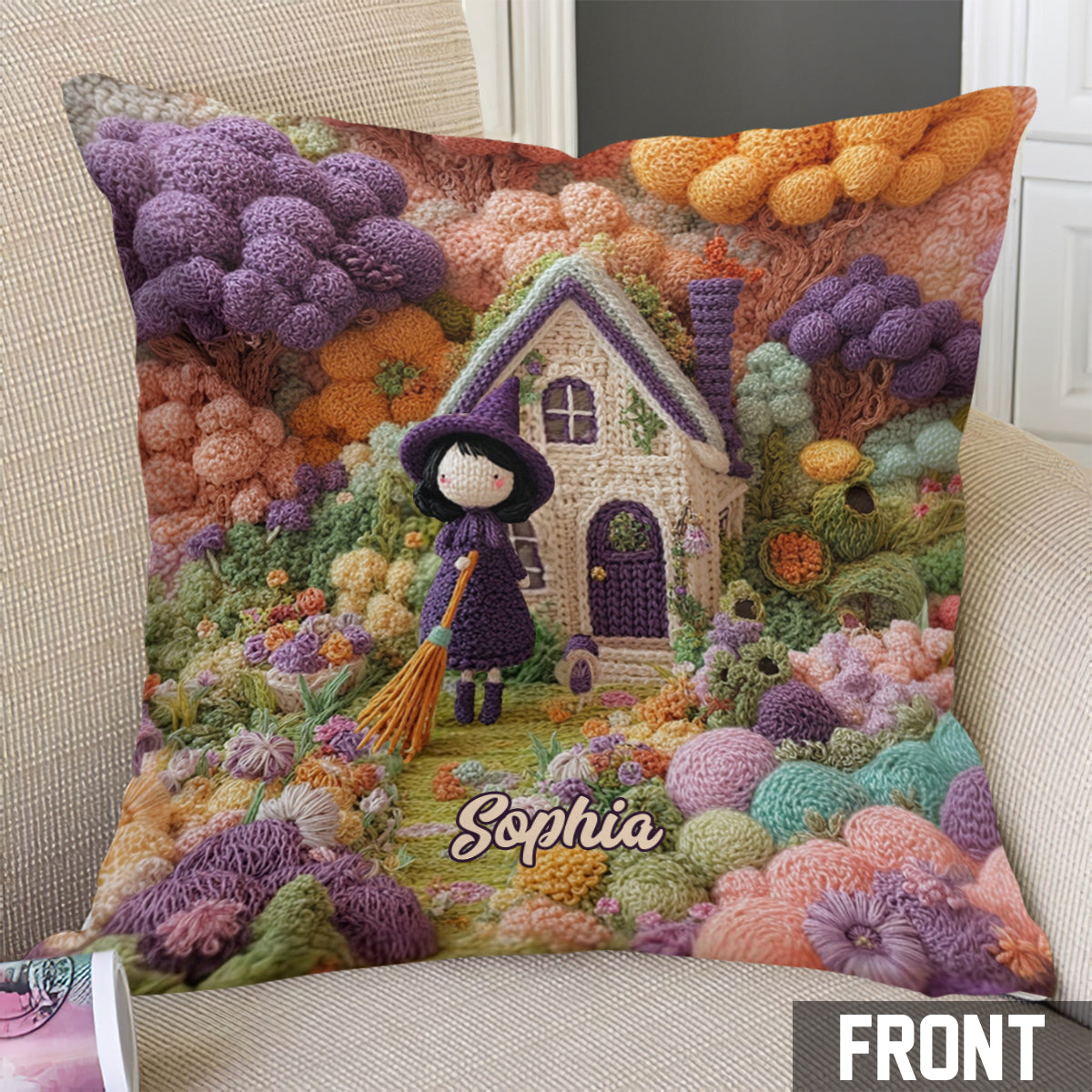 Tiny Witch - Personalized Witch Throw Pillow