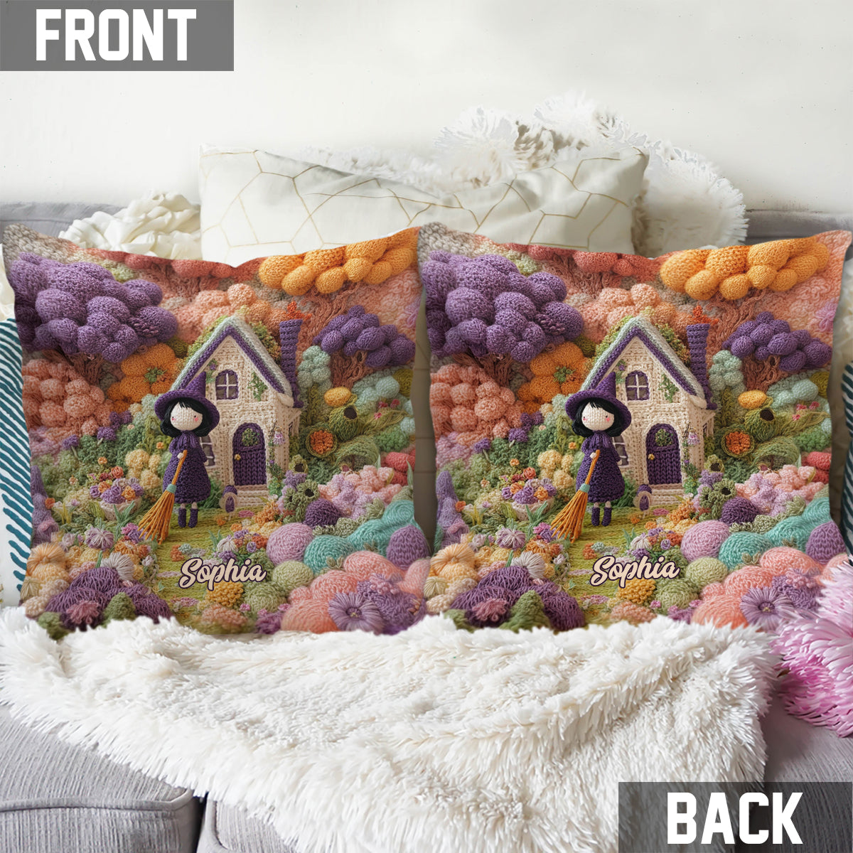 Tiny Witch - Personalized Witch Throw Pillow