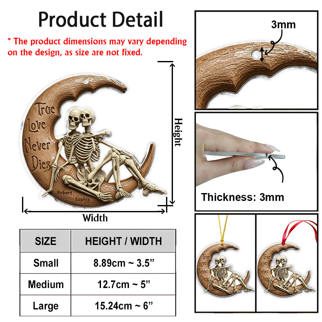 Wahre Liebe stirbt nie – Totenkopf-Pärchen – Personalisierter Totenkopf-Anhänger