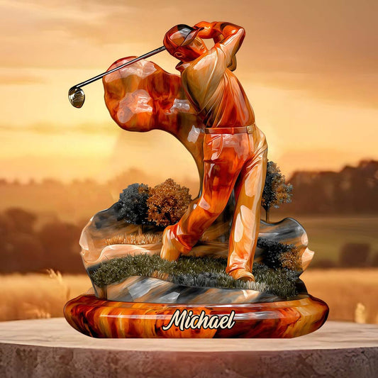 Liebe zum Golf – Personalisierte Acrylplakette in individueller Golfform