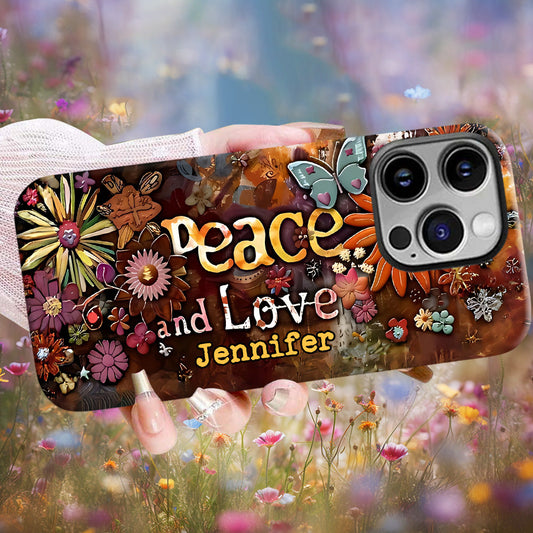 Peace And Love - Personalized Hippie Full Print Phone Case