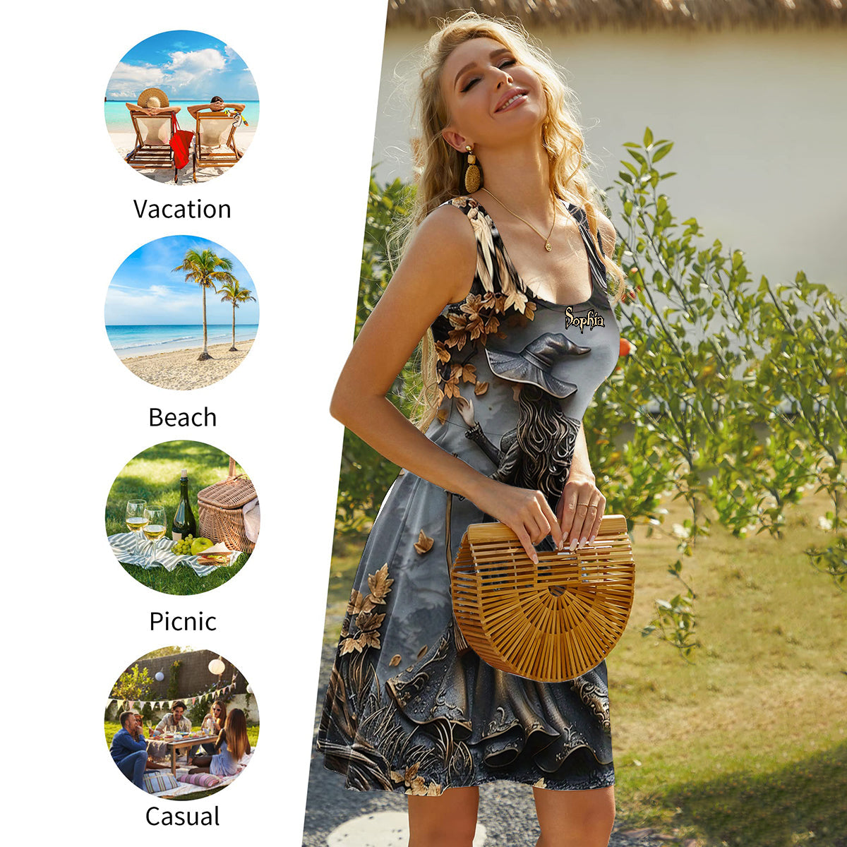 Wunderschöne Hexe – Personalisiertes ärmelloses Hexenkleid