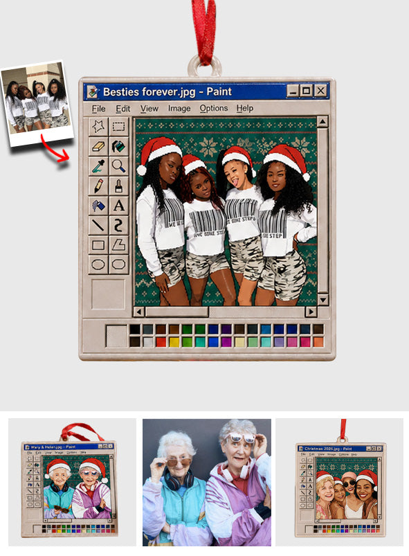 Paint Besties Forever Retro - Personalized Bestie Ornament