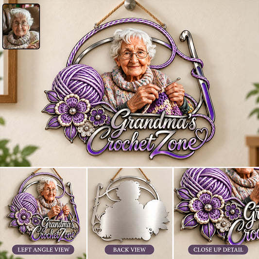 Geschenk für Häkel-Liebhaber - Personalisierte 3D-gedruckte Metalltafel