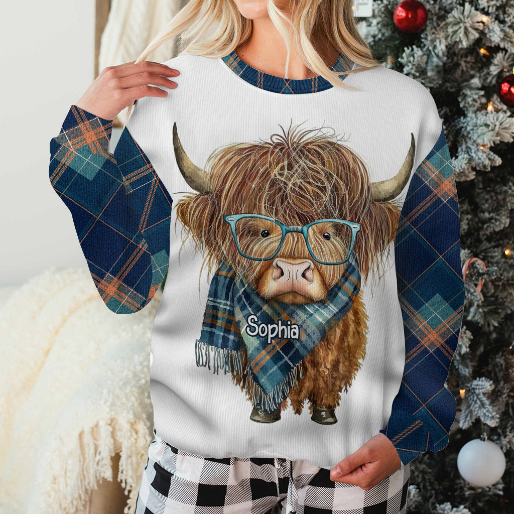 Love Highland Cows - Personalized Highland Cow Ugly Sweater