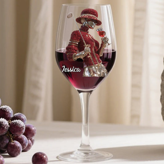 Golf und Wein – Personalisiertes Golf-Weinglas mit langem Stiel