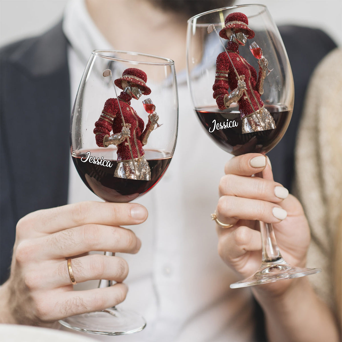 Golf und Wein – Personalisiertes Golf-Weinglas mit langem Stiel