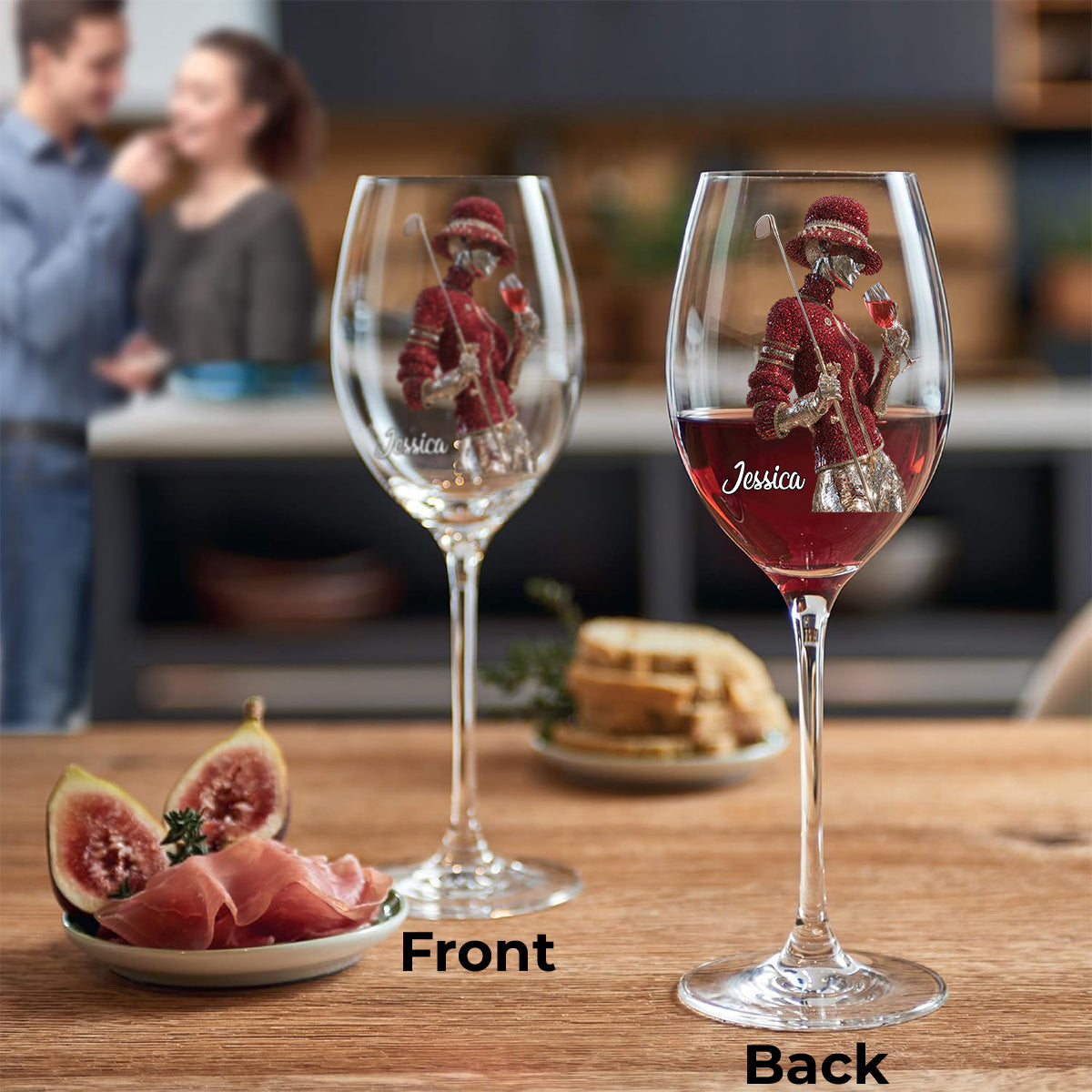 Golf und Wein – Personalisiertes Golf-Weinglas mit langem Stiel