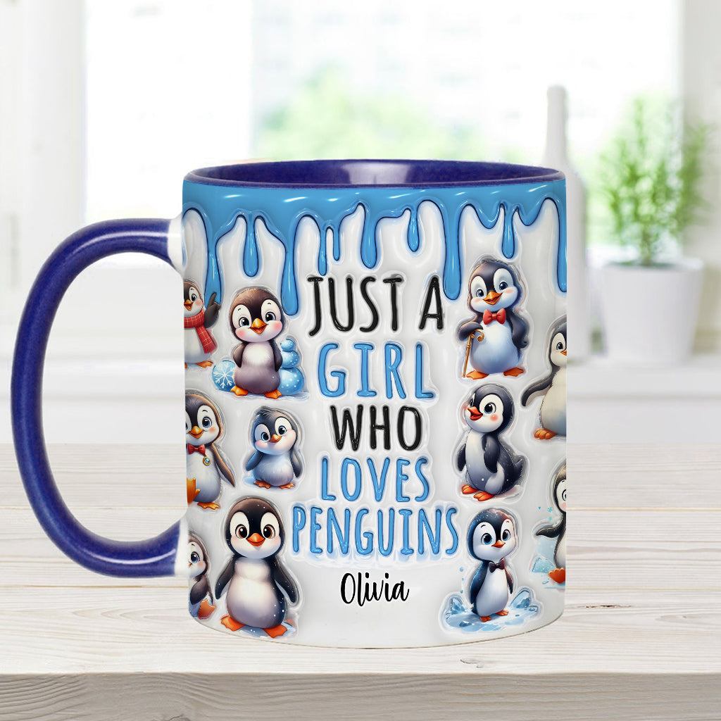 Personalisierte Tasse für ein Mädchen, das Pinguine liebt