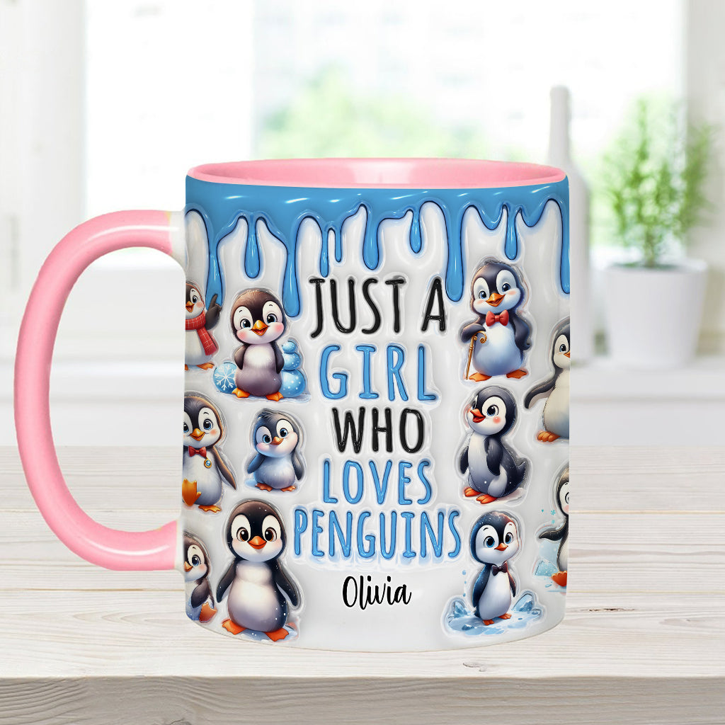 Personalisierte Tasse für ein Mädchen, das Pinguine liebt