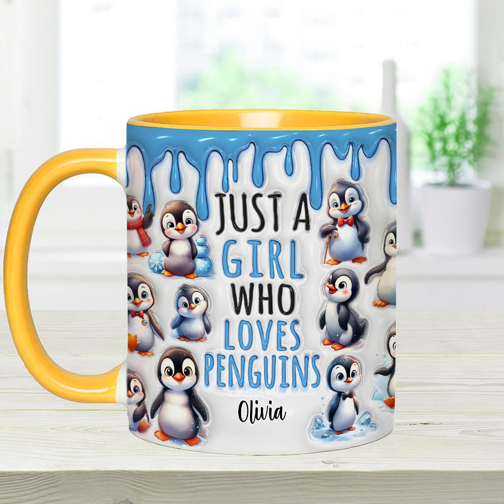 Personalisierte Tasse für ein Mädchen, das Pinguine liebt