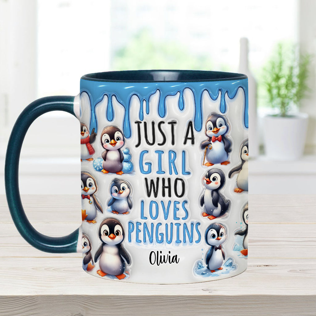 Personalisierte Tasse für ein Mädchen, das Pinguine liebt